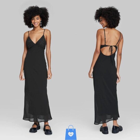 XS - Womens Sleeveless Rosette Cup Maxi Dress - Wild Fable - Black - Picture 5 of 5